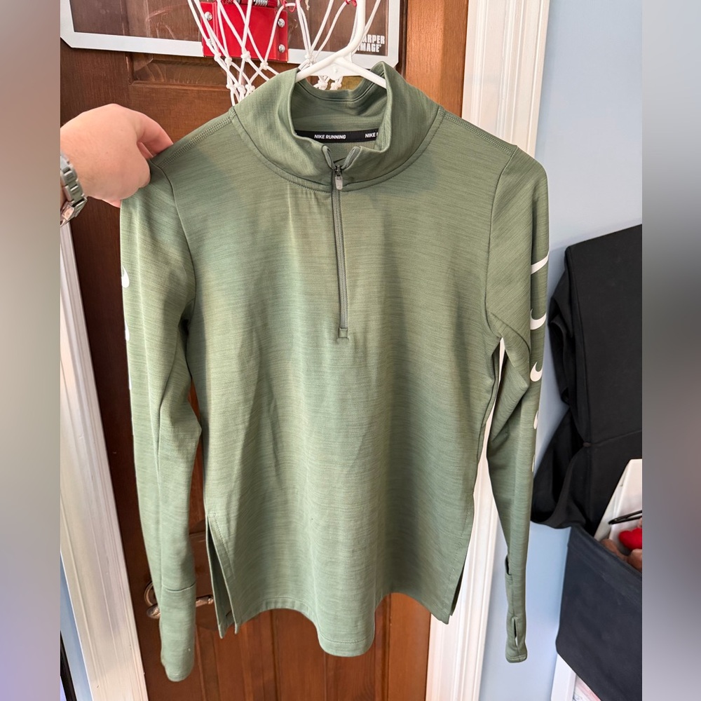 Nike Olive Green Half-Zip Running Pullover